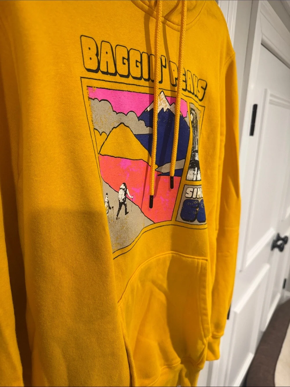 The North Face Baggin’ Peaks Graphic Hoodie Yellow Pullover Sweatshirt